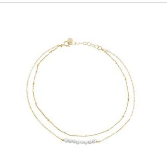 NWT Giani Bernini Cultured Freshwater Pearl (3-4mm) Layered Ankle Bracelet - Picture 1 of 3